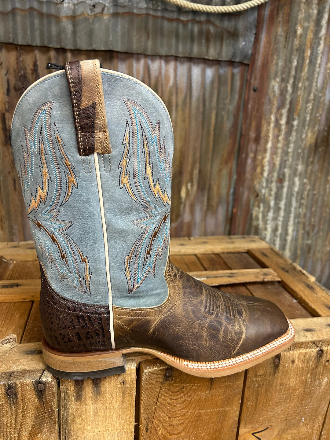 Ariat Arena Rebound‎ Men\'s 9.5D 10021679 Brown Blue Leather Square Toe Boots Men main image 2